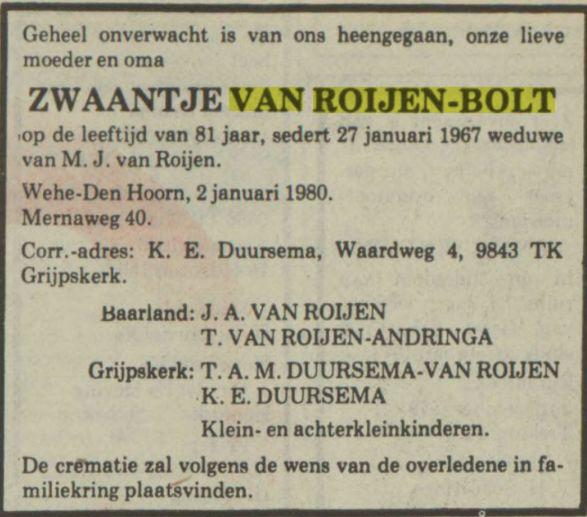 zwaantje bolt.
